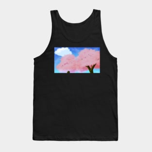 Pink Cherry Blossom Tree Scenery - Calm and Relaxing Anime Nature Painting Tank Top